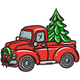 Retro Holiday Pickup Truck Embroidery Design, Instant Download