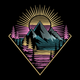 Retro Mountain Sunset Embroidery Design, Pattern