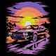 Retro Sunset Car Embroidery Design, Instant Download