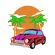 Retro Tropical Car Embroidery Design, Instant Download