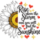 Rise Above the Storm Sunflower Embroidery Design V3, Instant Download