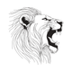 Roaring Lion Line Art Embroidery Design, Instant Download