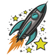 Rocket Ship with Stars Embroidery Design, Instant Download