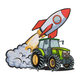 Rocket Tractor Embroidery Design, Kids Farm Space Mashup Pattern, Instant Download
