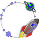 Rocket and Planet Frame Embroidery Design, Space Monogram Frame