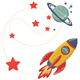 Rocket and Planet Space Adventure Embroidery Design V2, Instant Download