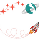Rocket to Planet with Stars Embroidery Design, Instant Download
