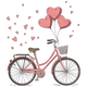 Romantic Bicycle With Heart Balloons Embroidery Design, Machine Embroidery Pattern, Instant Download