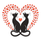 Romantic Black Cats Heart Embroidery Design, Instant Download