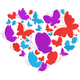 Romantic Butterfly Love Shape Embroidery Design, Instant Download