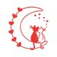 Romantic Cat Couple Moon Embroidery Design, Instant Download