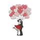 Romantic Couple Heart Balloons Embroidery Design, Instant Download