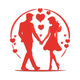 Romantic Couple Holding Hands Valentine Embroidery Design, Instant Download