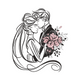 Romantic Couple Line Art Embroidery Design, Wedding Machine Embroidery Pattern, Instant Download