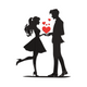 Romantic Couple Love Silhouette Embroidery Design, Instant Download