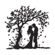 Romantic Couple Silhouette Under Tree Embroidery Design, Instant Download