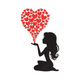Romantic Girl Blowing Heart Embroidery Design, Instant Download