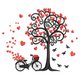 Romantic Love Tree with Bicycle Embroidery Design, Instant Download