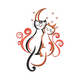 Romantic Moon Cats Embroidery Design, Instant Download