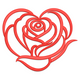 Romantic Rose Heart Outline Embroidery Design, Floral Valentine Pattern