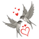 Romantic Swallow Bird Embroidery Design, Instant Download