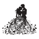 Romantic Wedding Couple Silhouette Embroidery Design, Instant Download