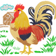 Rooster on Farm Embroidery Design, Instant Download