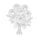 Rose Bouquet Line Art Embroidery Design, Instant Download