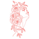 Rose Lady Line Art Embroidery Design, Instant Download