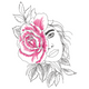 Rose Woman Face Embroidery Design, Floral Portrait, Instant Download