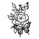 Rose and Butterfly Line Art Embroidery Design, Instant Download