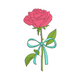 Rose with Ribbon Embroidery Design, Floral Machine Embroidery Pattern, Instant Download