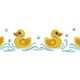 Rubber Ducks in Water Border Embroidery Design, Instant Download