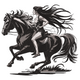 Running Horse Rider Embroidery Design, Instant Download