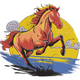 Running Horse Sunset Embroidery Design, Instant Download