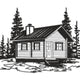 Rustic Cabin Embroidery Design, Instant Download