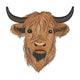 Rustic Longhorn Cattle Head Embroidery Design, Instant Download