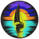 Sailing Boat Sunset Silhouette Embroidery Design, Instant Download