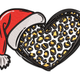 Santa Hat Leopard Heart Embroidery Design, Instant Download