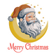 Santa Moon Merry Christmas Embroidery Design, Instant Download