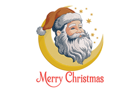 Santa Moon Merry Christmas Embroidery Design, Instant Download