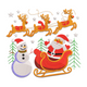 Santa Sleigh with Reindeer and Snowman Embroidery Design, Christmas Scene Pattern