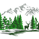 Scenic Mountain Forest Embroidery Design, Instant Download