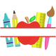 School Supplies Apple Embroidery Design, Back to School Machine Embroidery Pattern, Instant Download