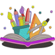 School Supplies Book Embroidery Design, Instant Download