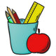 School Supplies Cup with Apple Embroidery Design, Instant Download