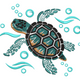 Sea Turtle Ocean Embroidery Design, Instant Download