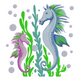 Seahorse Pair Ocean Embroidery Design, Instant Download