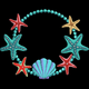 Seashell Starfish Wreath Embroidery Design, Instant Download