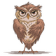 Serious Standing Owl Embroidery Design, Instant Download